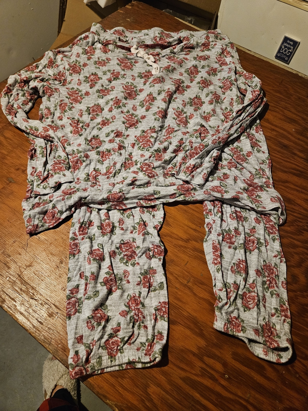 Women's Floral Long Sleeve Pajama Set - Pink Rose Print